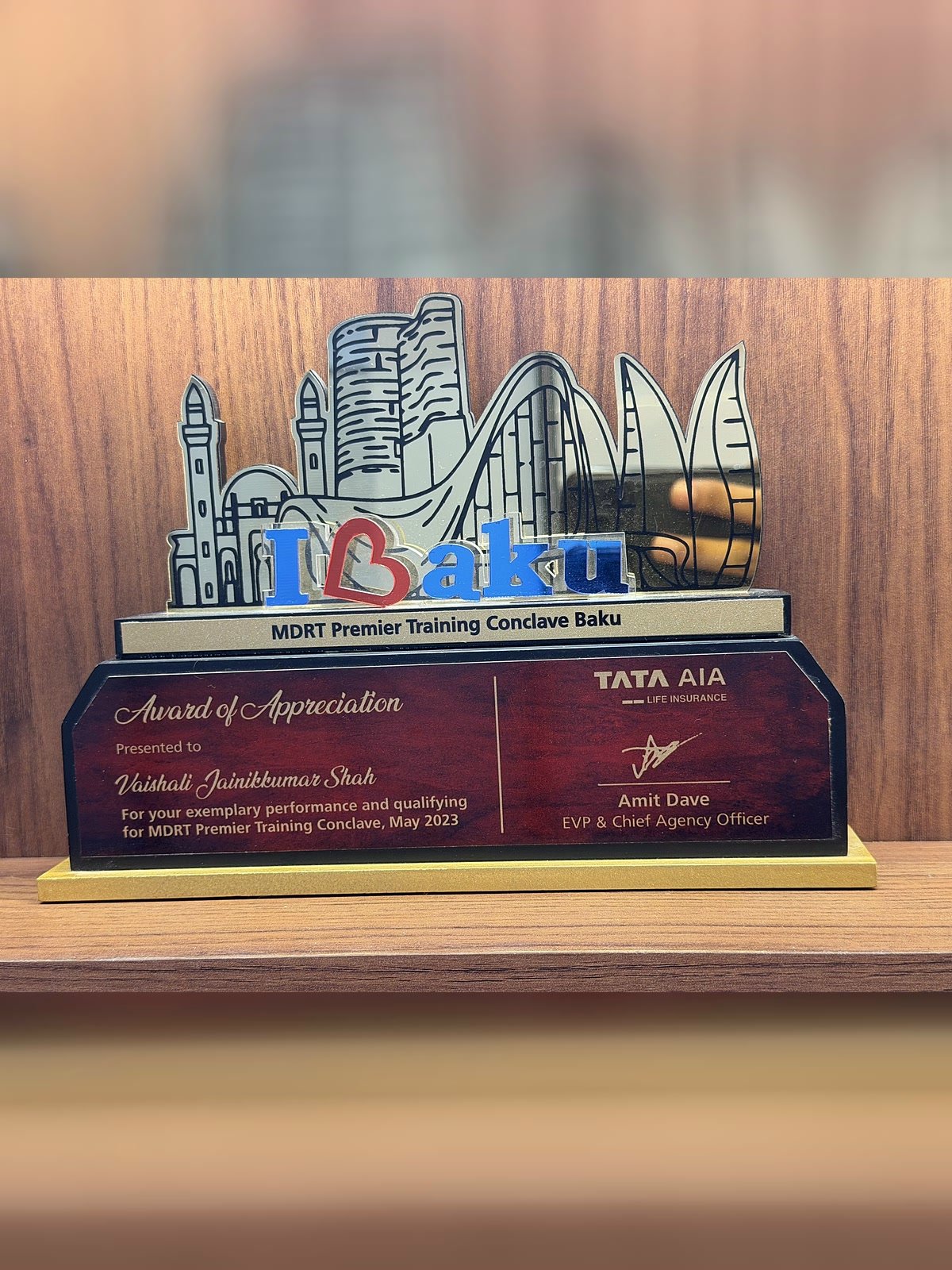 MDRT Premier Training Conclave trophy, Baku, May 2023