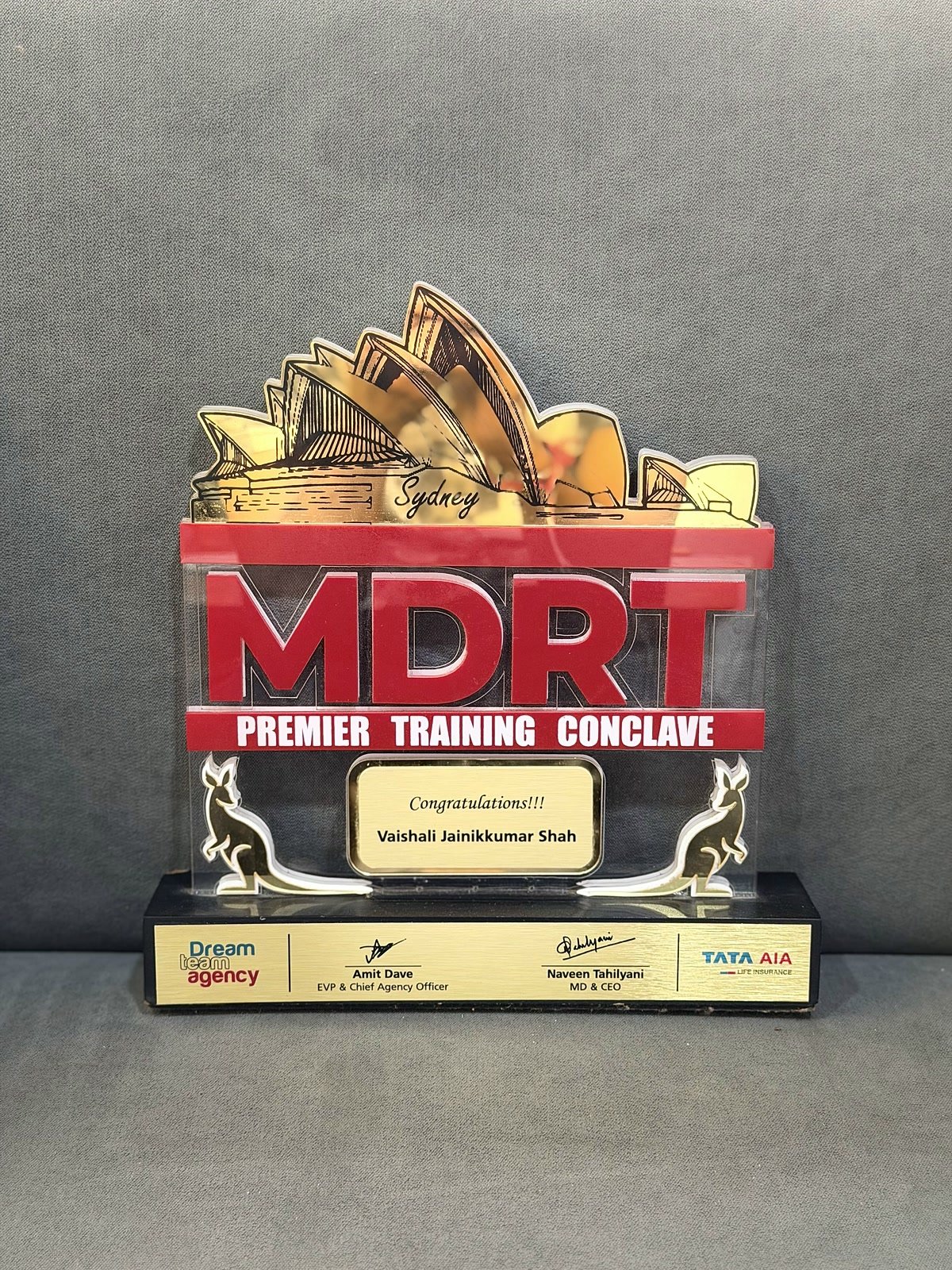 MDRT Premier Training Conclave trophy, Sydney